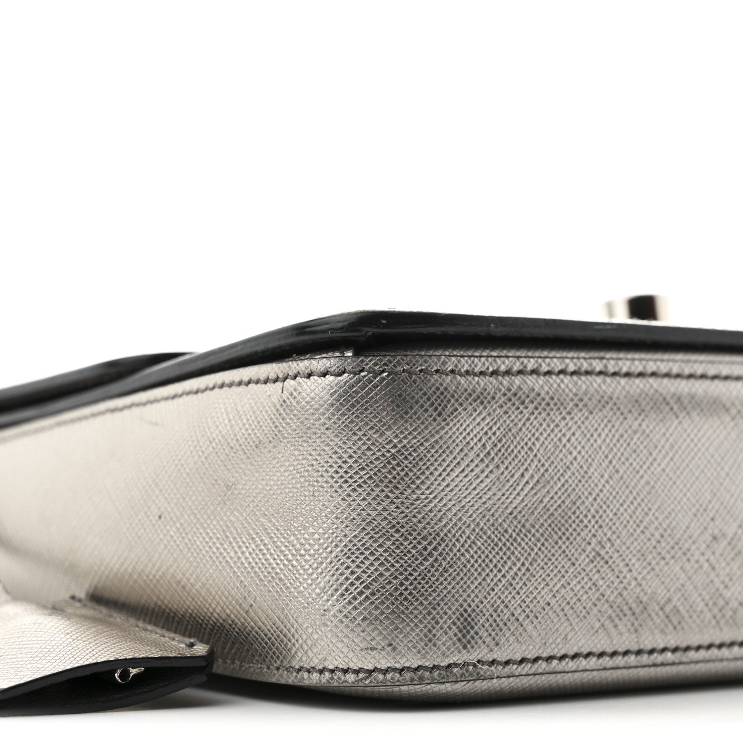 Prada Metallic Saffiano Lux Sound Crossbody Bag Cromo 9 of 12