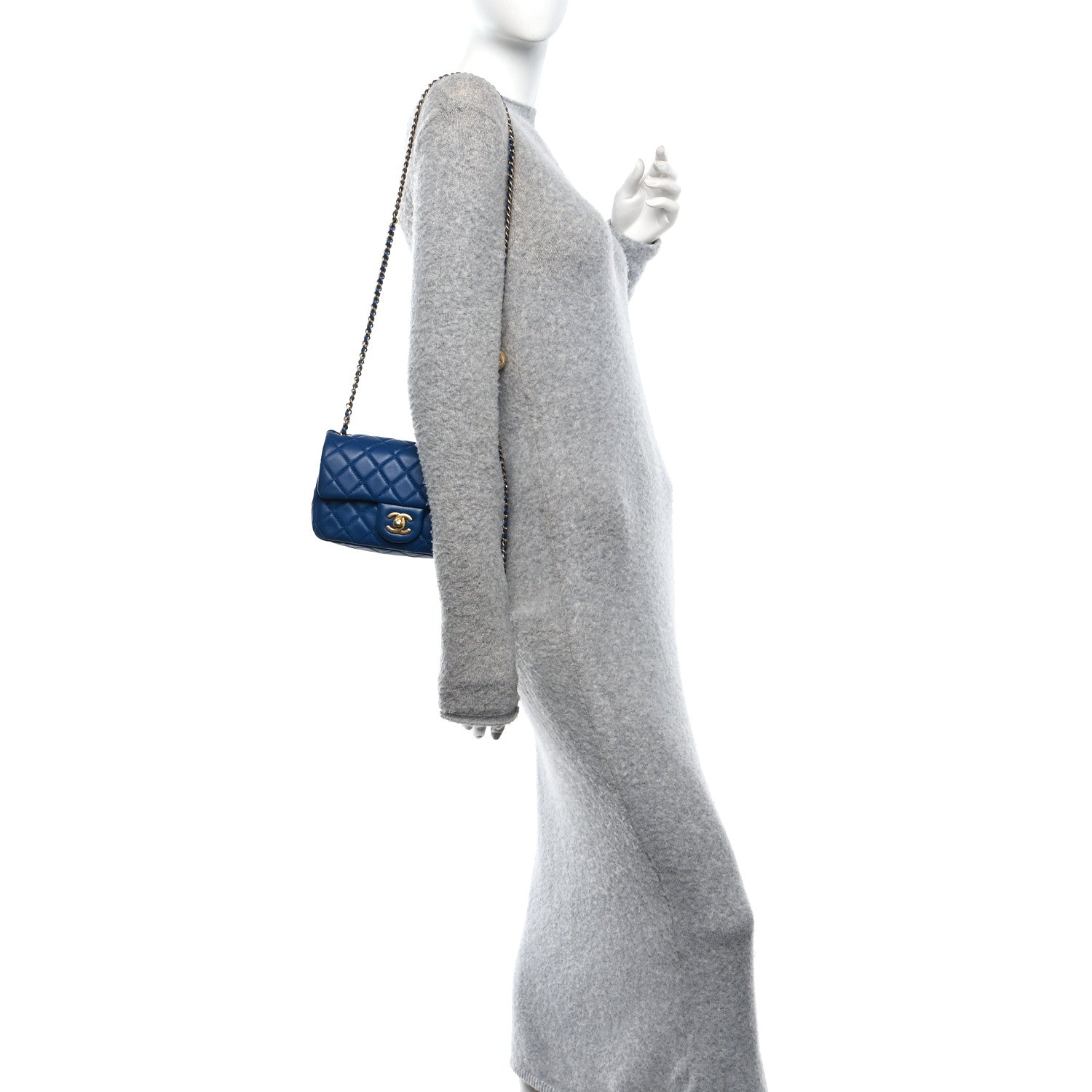 Chanel Lambskin Quilted Pearl Crush Mini Rectangular Flap Blue 2 of 10