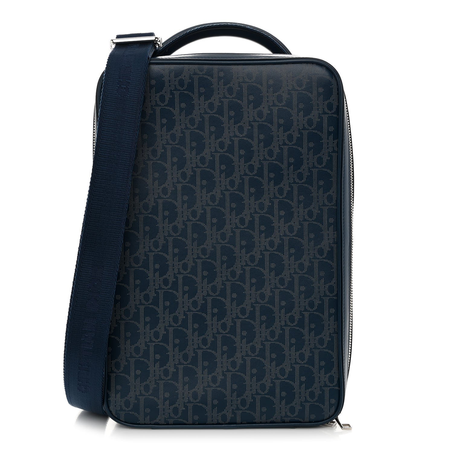 Christian Dior Calfskin Perforated Oblique Galaxy Marsupio World Tour Pelle Sling Navy Blue 1 of 12