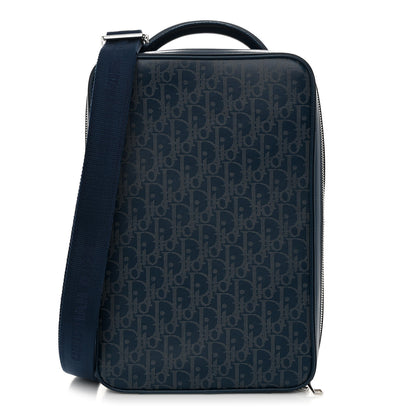 Christian Dior Calfskin Perforated Oblique Galaxy Marsupio World Tour Pelle Sling Navy Blue 1 of 12