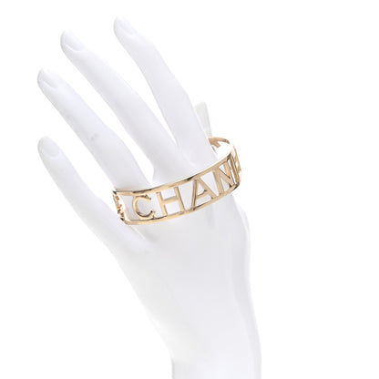 Chanel Metal Logo Cuff Gold 2 of 5