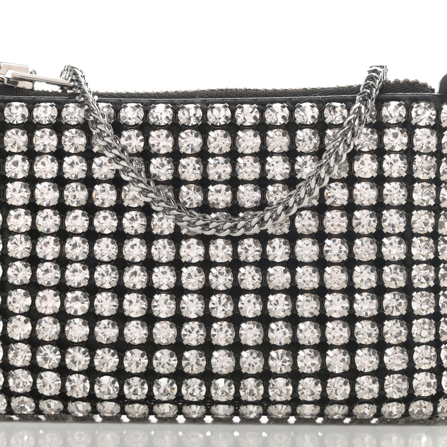 Alexander Wang Mesh Crystal Rhinestone Nano Heiress Shoulder Bag Black Silver 8 of 11