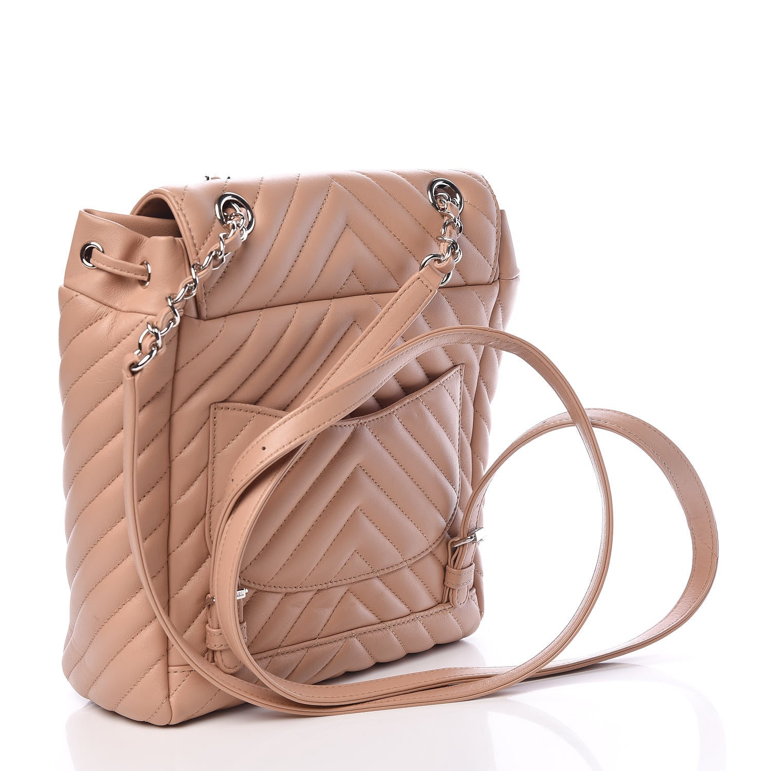 Chanel Calfskin Chevron Quilted Small Urban Spirit Backpack Beige 3 of 12