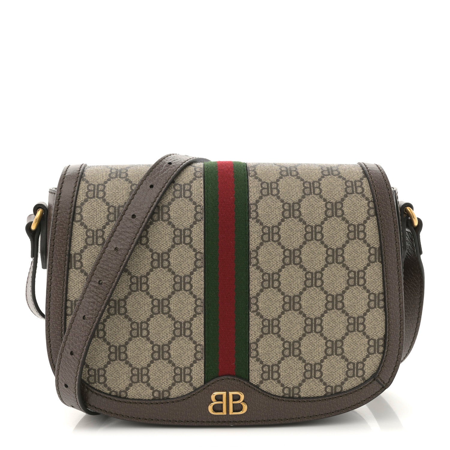 Gucci X BALENCIAGA BB Supreme Monogram Web Small Ophidia Shoulder Bag Beige New Acero 1 of 11