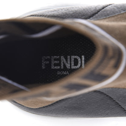 Fendi Stretch Knit Jacquard FF Reloaded Mens High Top Sock Sneakers 5 Tobacco Black 7 of 10