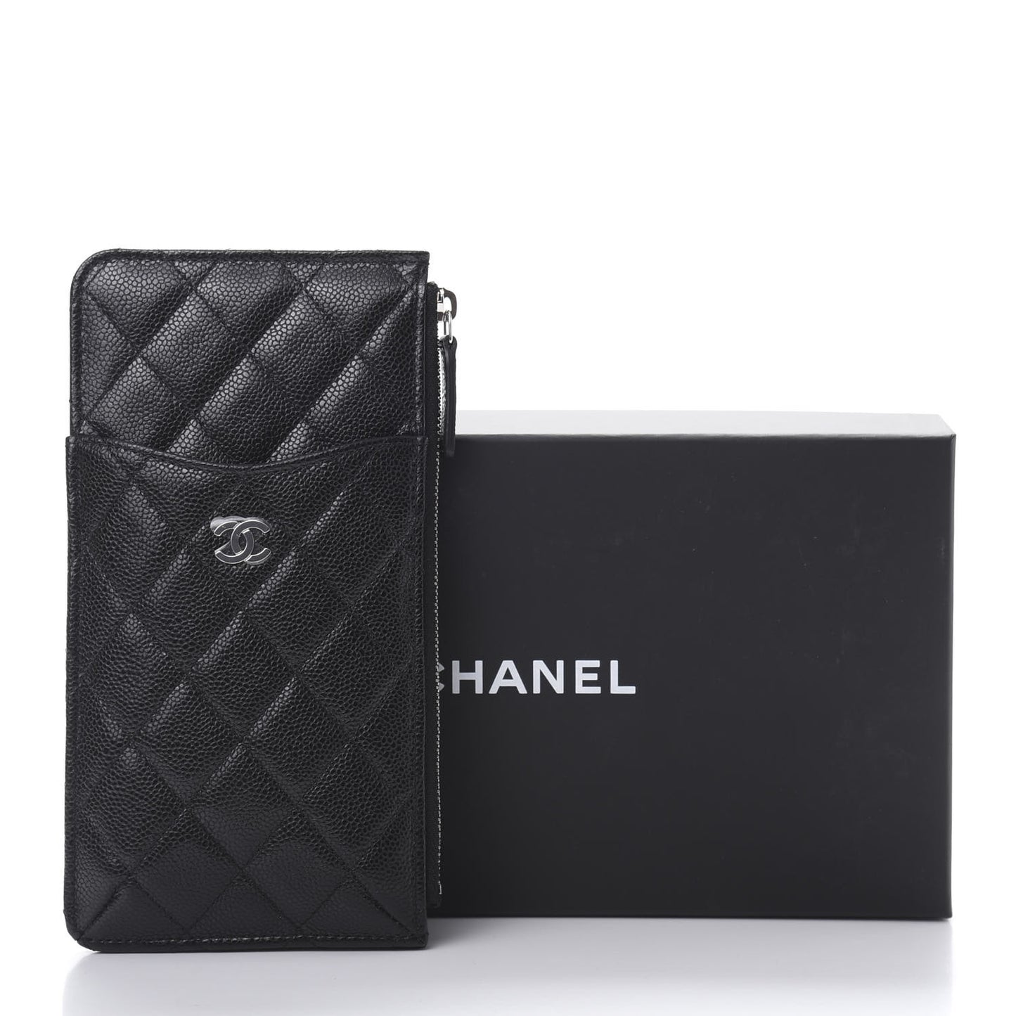 Caviar Quilted Classic iPhone Pouch Black