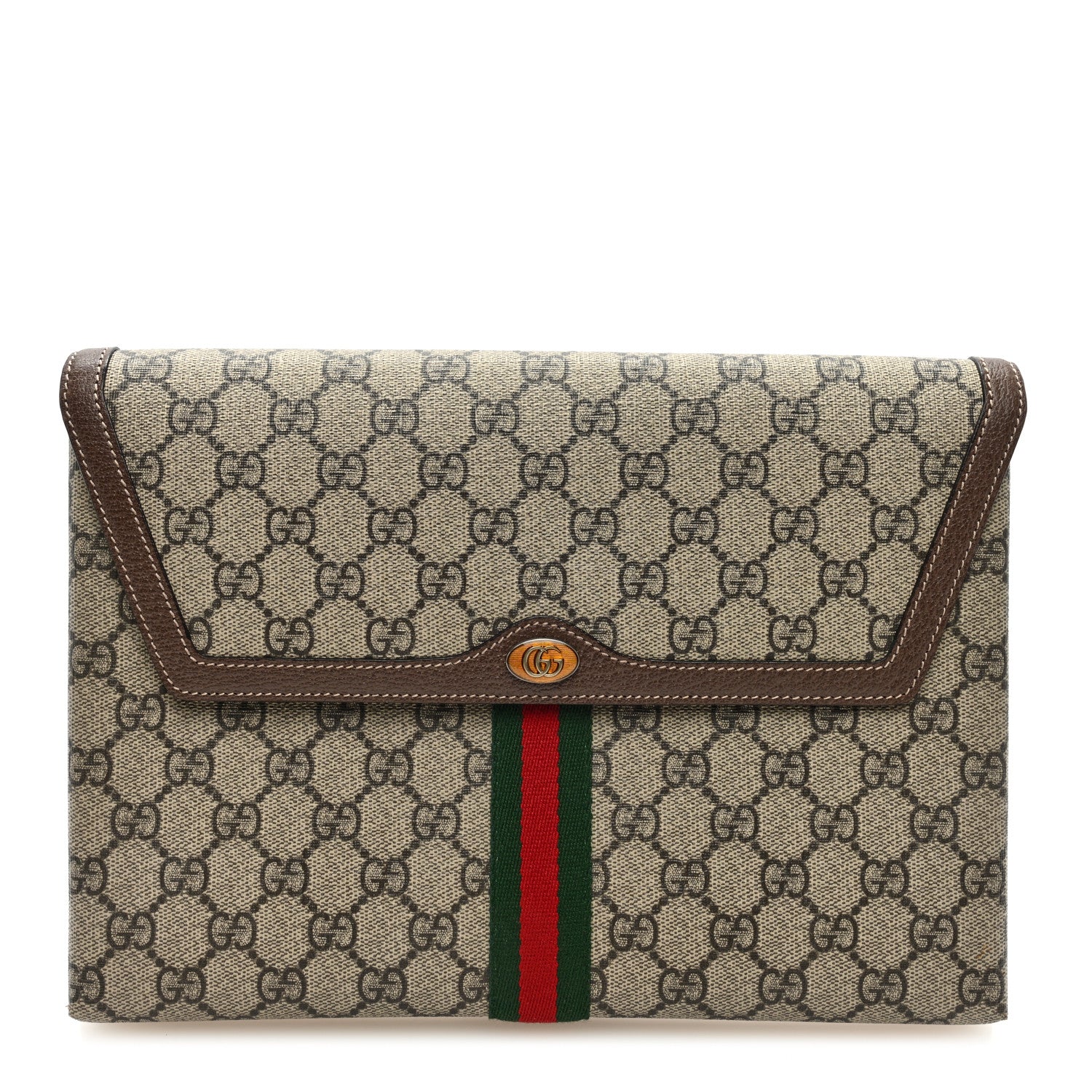 Gucci GG Supreme Monogram Web Ophidia Clutch Beige New Acero 1 of 6