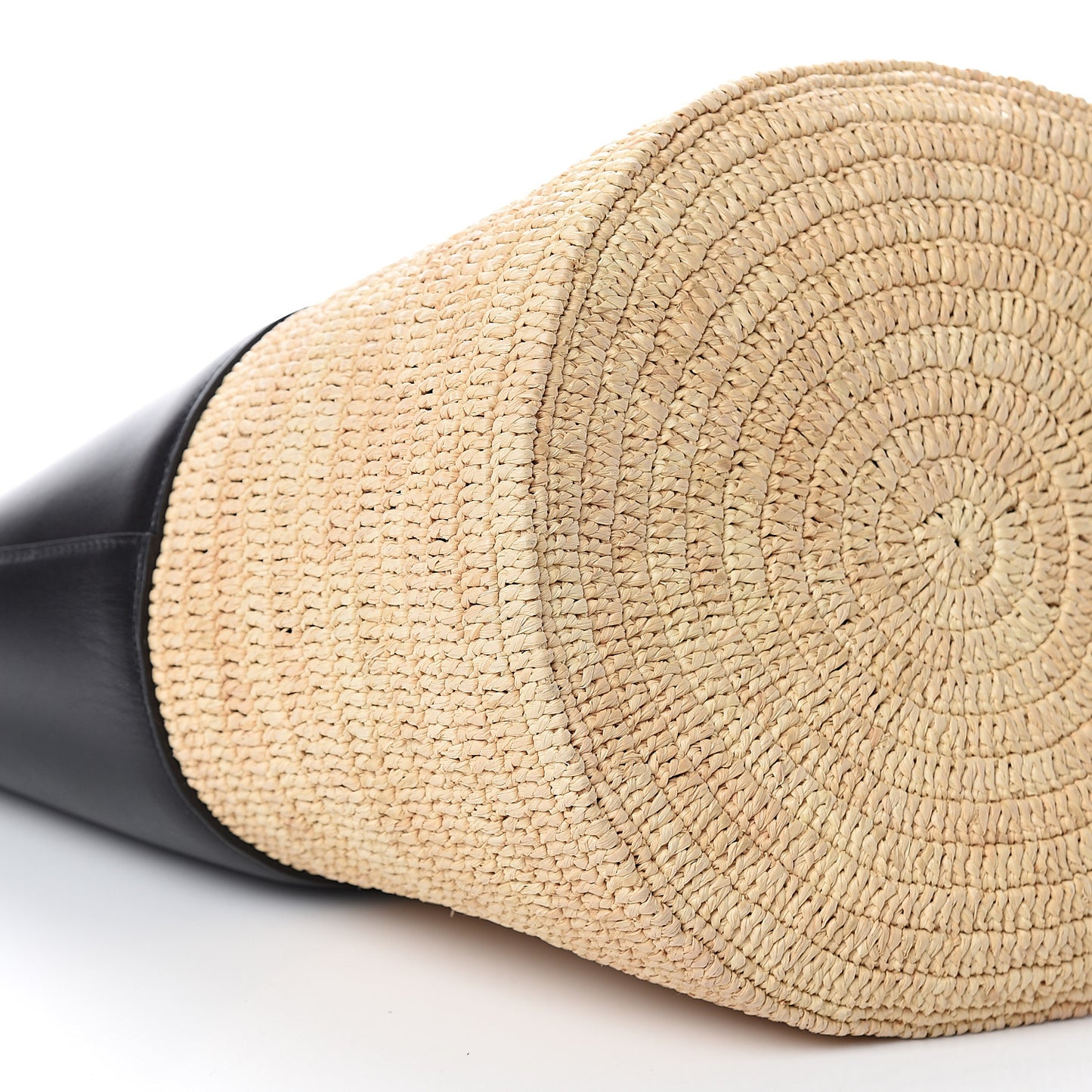 Raffia Calfskin Basket Bag Natural Black