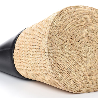 Celine Raffia Calfskin Basket Bag Natural Black 7 of 8