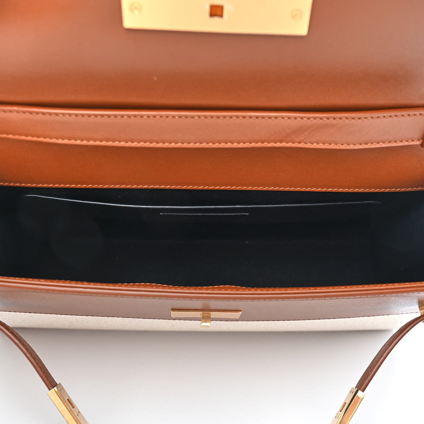 Canvas Calfskin Manhattan Shoulder Bag Natural Beige Brick