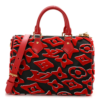 Louis Vuitton X UF Tufted Monogram Speedy Bandouliere 25 Black Red 1 of 9
