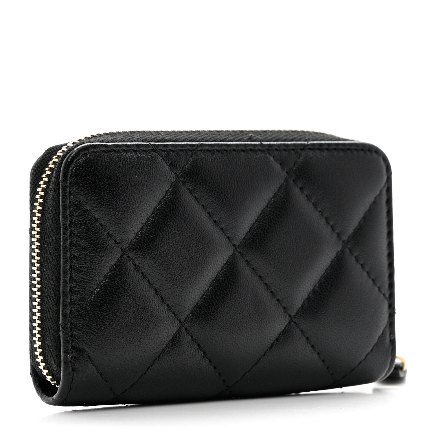 Chanel Lambskin Plexiglass Quilted Coco Love Zip Coin Purse Black 3 of 8