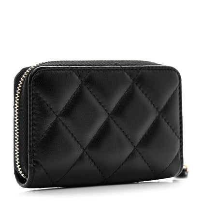 Chanel Lambskin Plexiglass Quilted Coco Love Zip Coin Purse Black 3 of 8