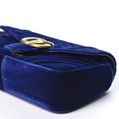 Gucci Velvet Matelasse Mini GG Marmont Shoulder Bag Cobalt Blue 6 of 9