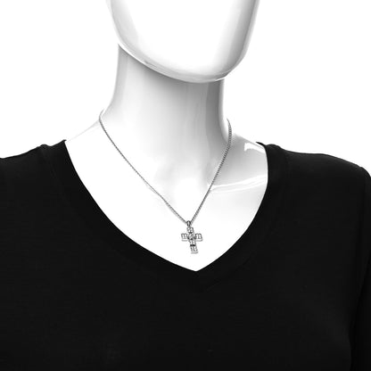 Bulgari 18K White Gold Diamond Lucia Latin Cross Pendant Necklace 2 of 6