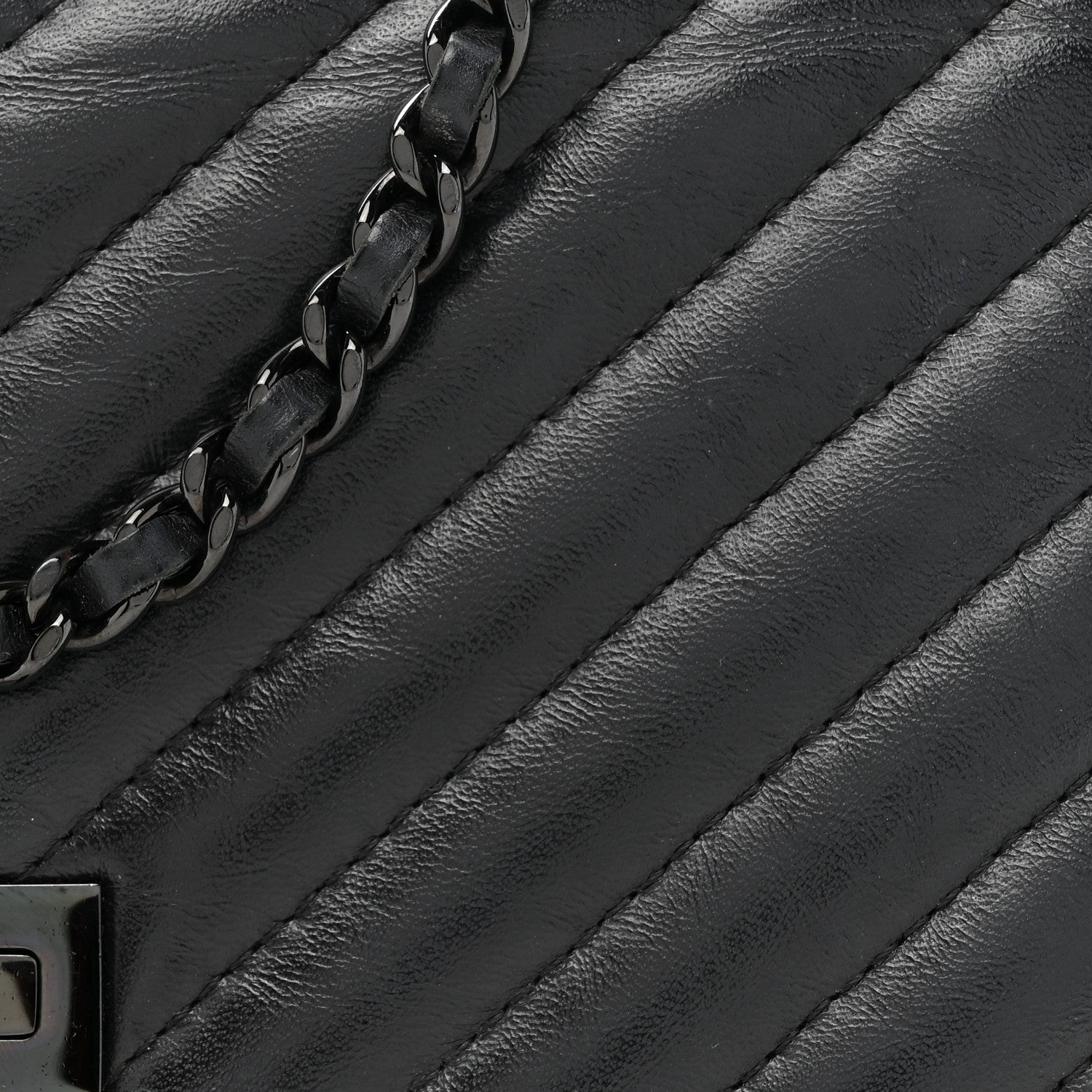 Chanel Aged Calfskin Chevron Quilted Reissue Wallet On Chain WOC So Black 9 of 17