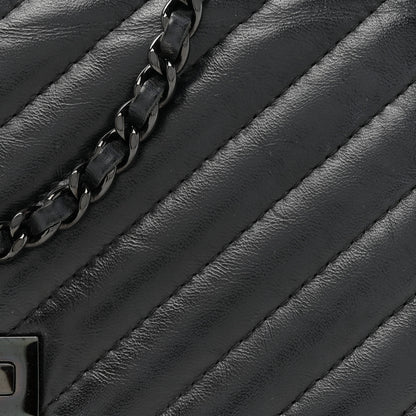 Chanel Aged Calfskin Chevron Quilted Reissue Wallet On Chain WOC So Black 9 of 17