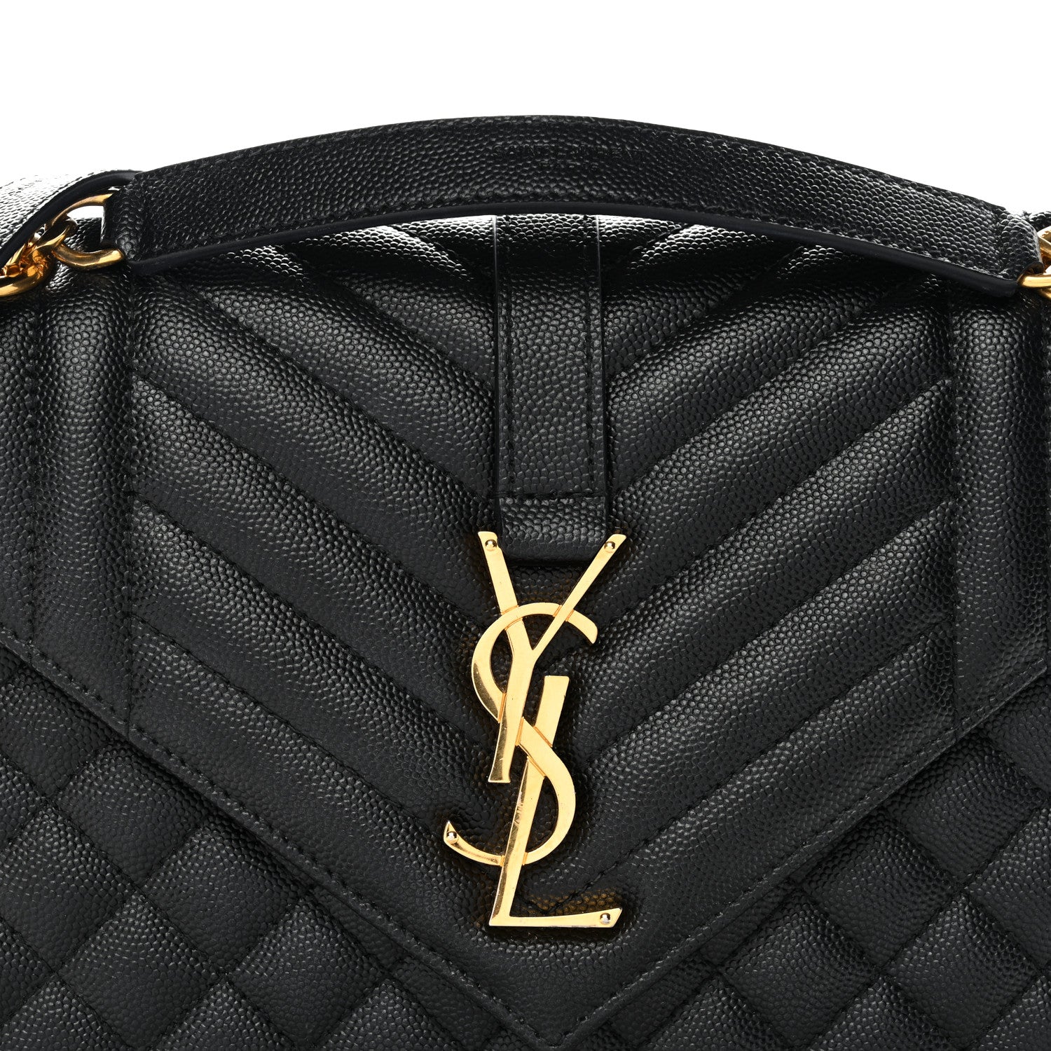Saint Laurent Grain De Poudre Textured Mixed Matelasse Triquilt Medium Monogram Satchel Black 8 of 11