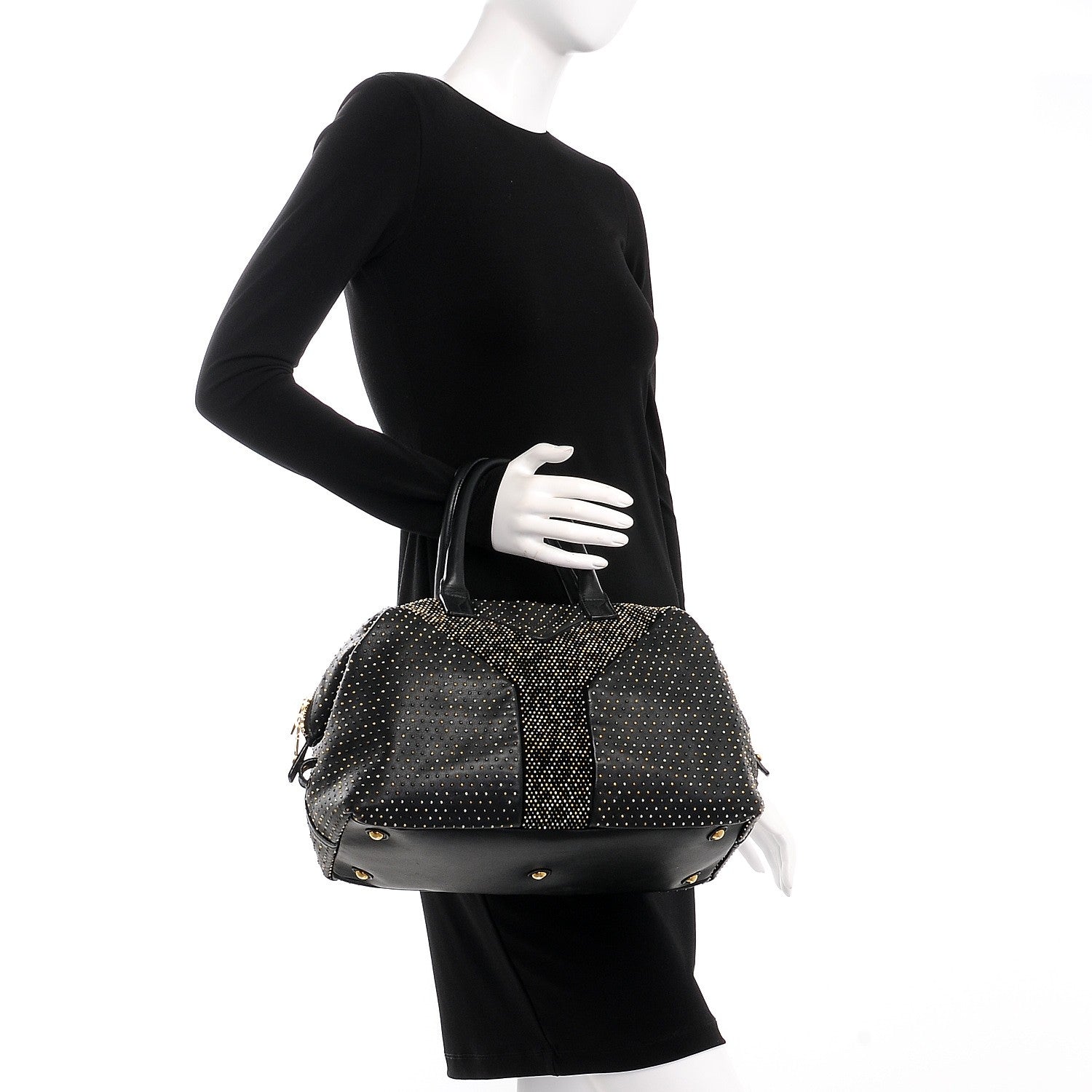 Saint Laurent Calfskin Rock Studded Easy Sac Black 2 of 17