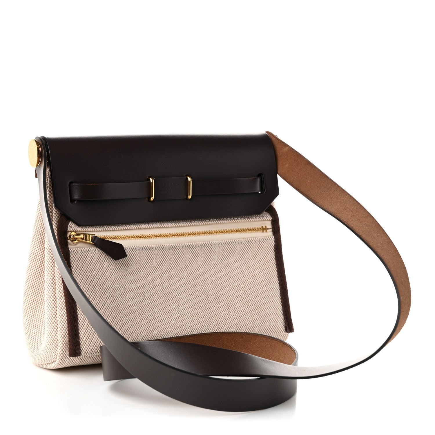 Hermes Military Toile Vache Hunter Herbag Zip Retourne 20  Ecru Beige Ebene 2 of 9