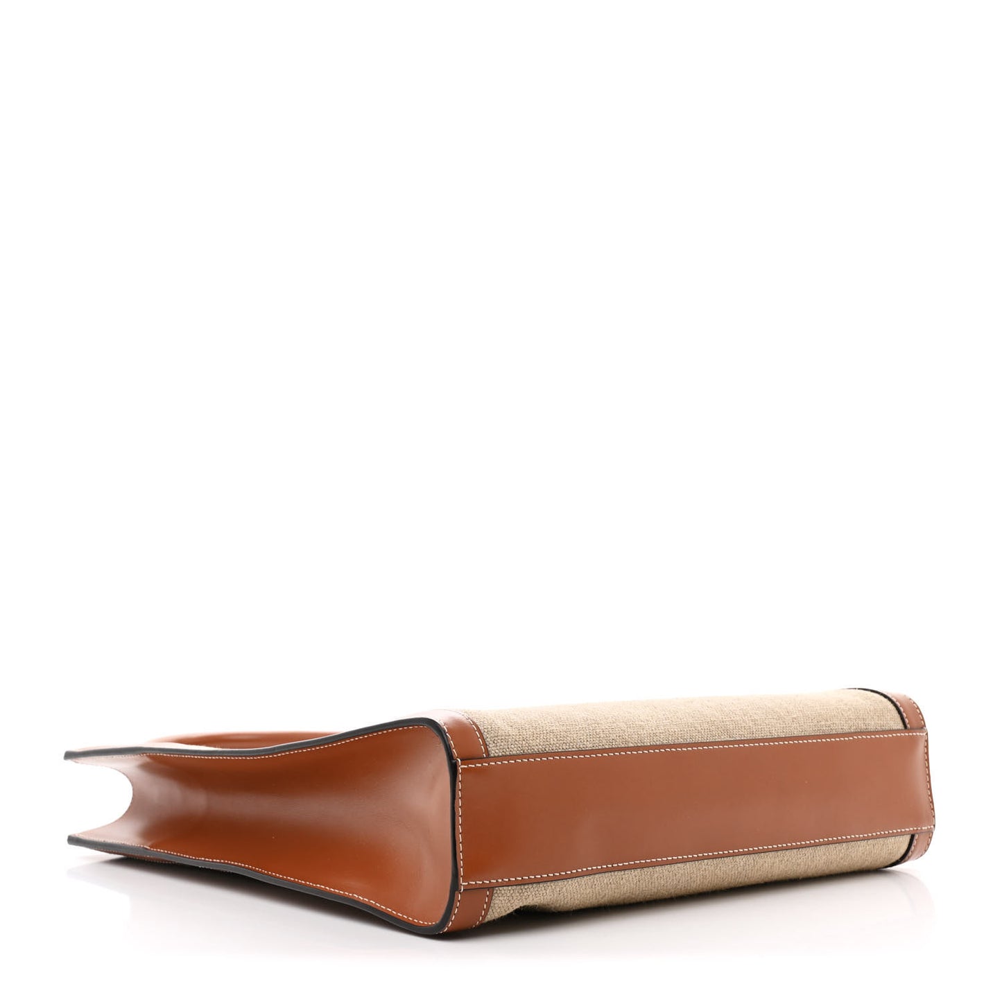 Canvas Calfskin Anchor Print Small Vertical Cabas  Tan