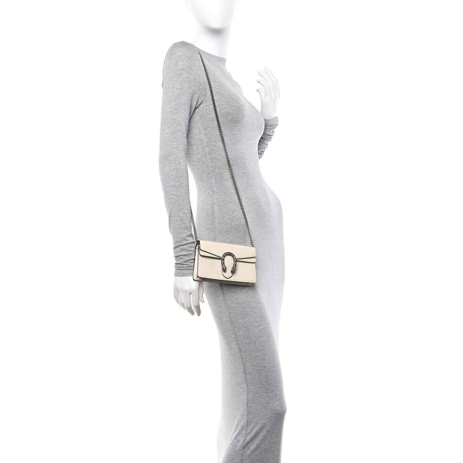 Gucci Dollar Calfskin Crystal Super Mini Dionysus Shoulder Bag Mystic White Black Diamond 3 of 9