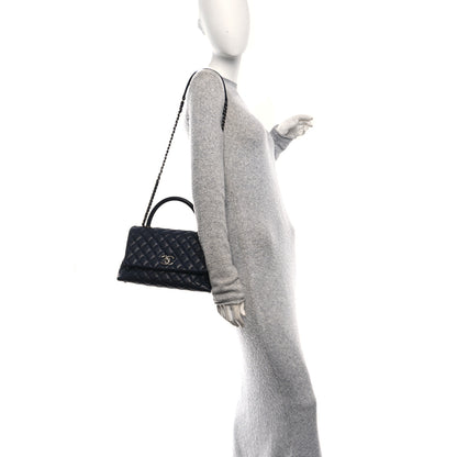 Chanel Caviar Quilted Small Coco Handle Flap Navy 2 of 10