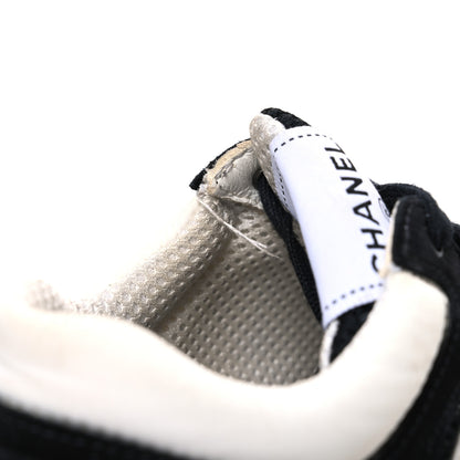Chanel Mesh Suede Grained Calfskin Womens CC Sneakers 37.5 Black White 10 of 10