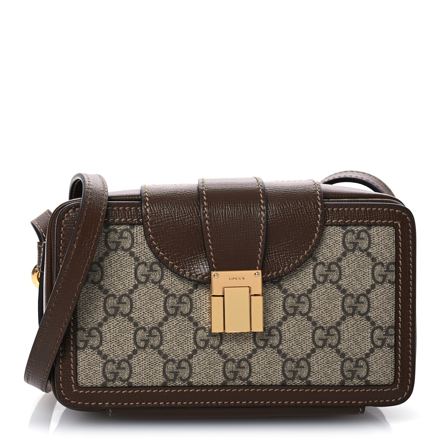 Gucci GG Supreme Monogram Mini Clasp Bag Beige Brown 1 of 12