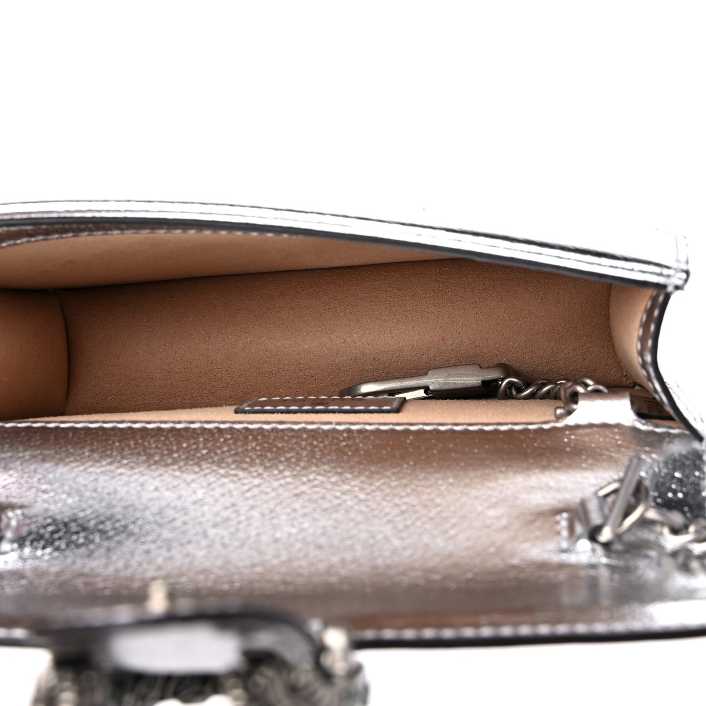 Metallic Calfskin Super Mini Dionysus Shoulder Bag Silver