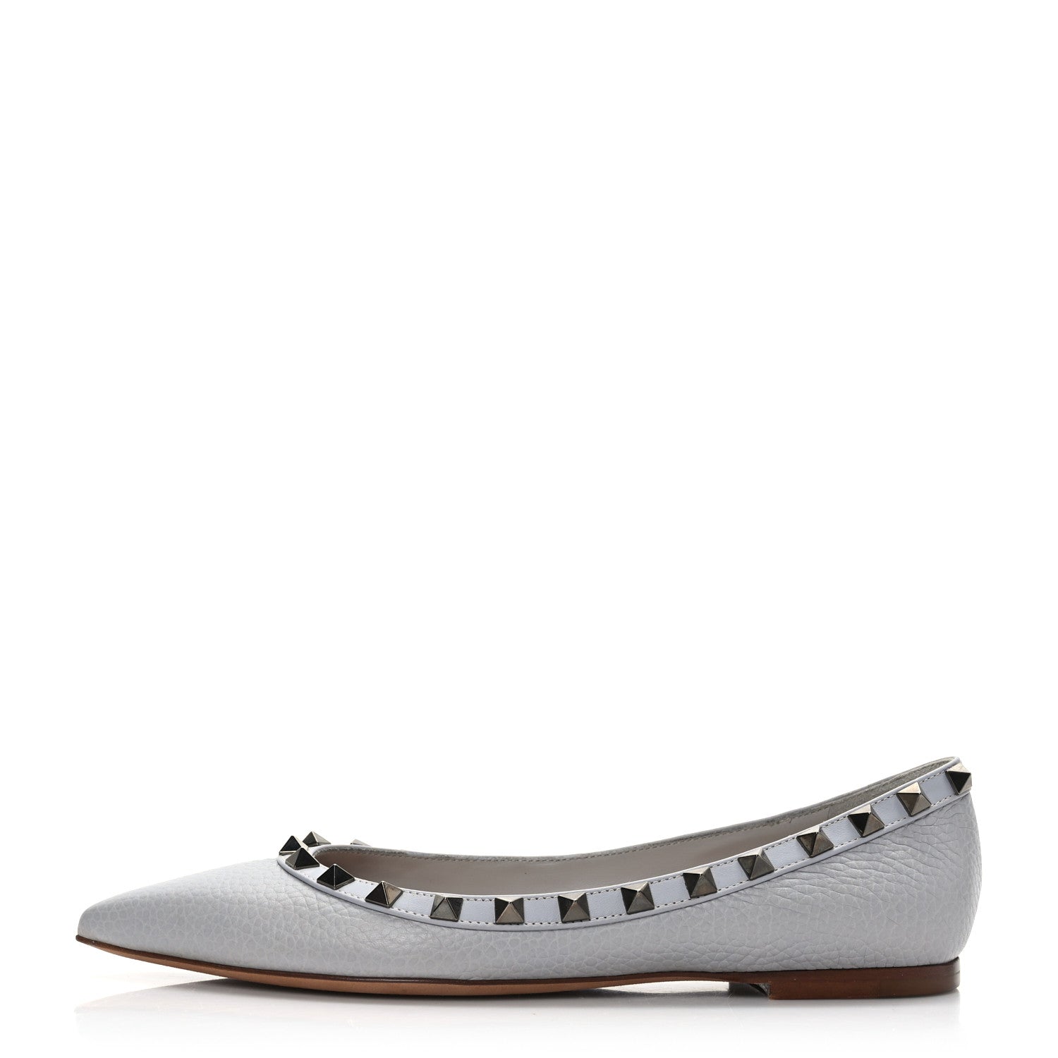 Valentino Garavani Pebbled Calfskin Rockstud Ballerina Flats 36 Pastel Grey 1 of 8