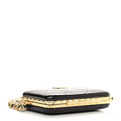 Chanel Glazed Goatskin Quilted Small Box With Chain Black 4 of 10