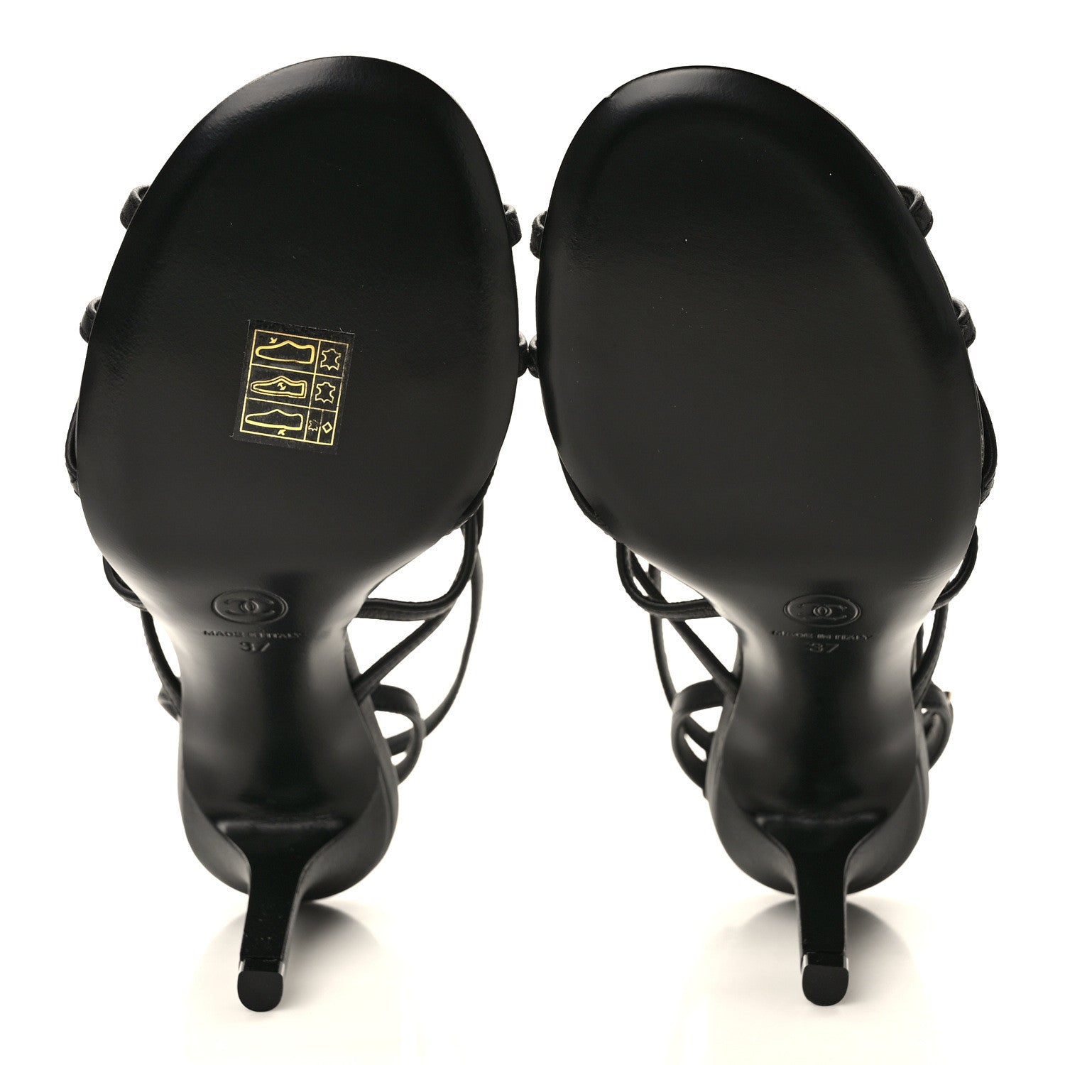 Chanel Calfskin Camellia Sandals 37 Black 5 of 8