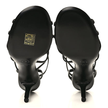 Chanel Calfskin Camellia Sandals 37 Black 5 of 8