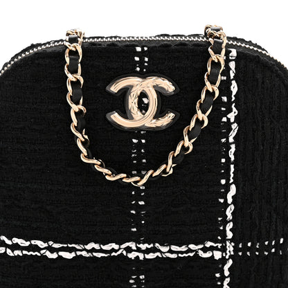 Chanel Tweed Quilted Mini Clutch With Chain Black White 8 of 10