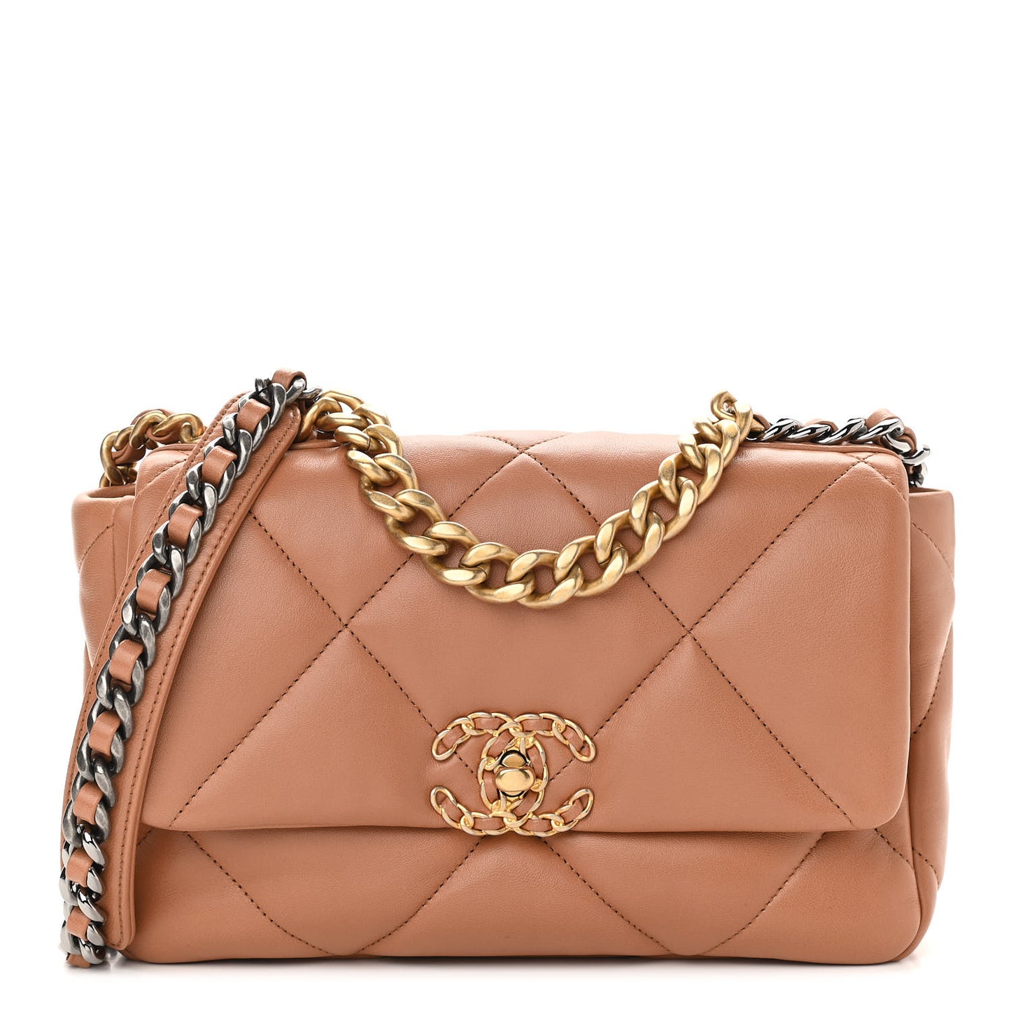Lambskin Quilted Medium Chanel 19 Flap Brown