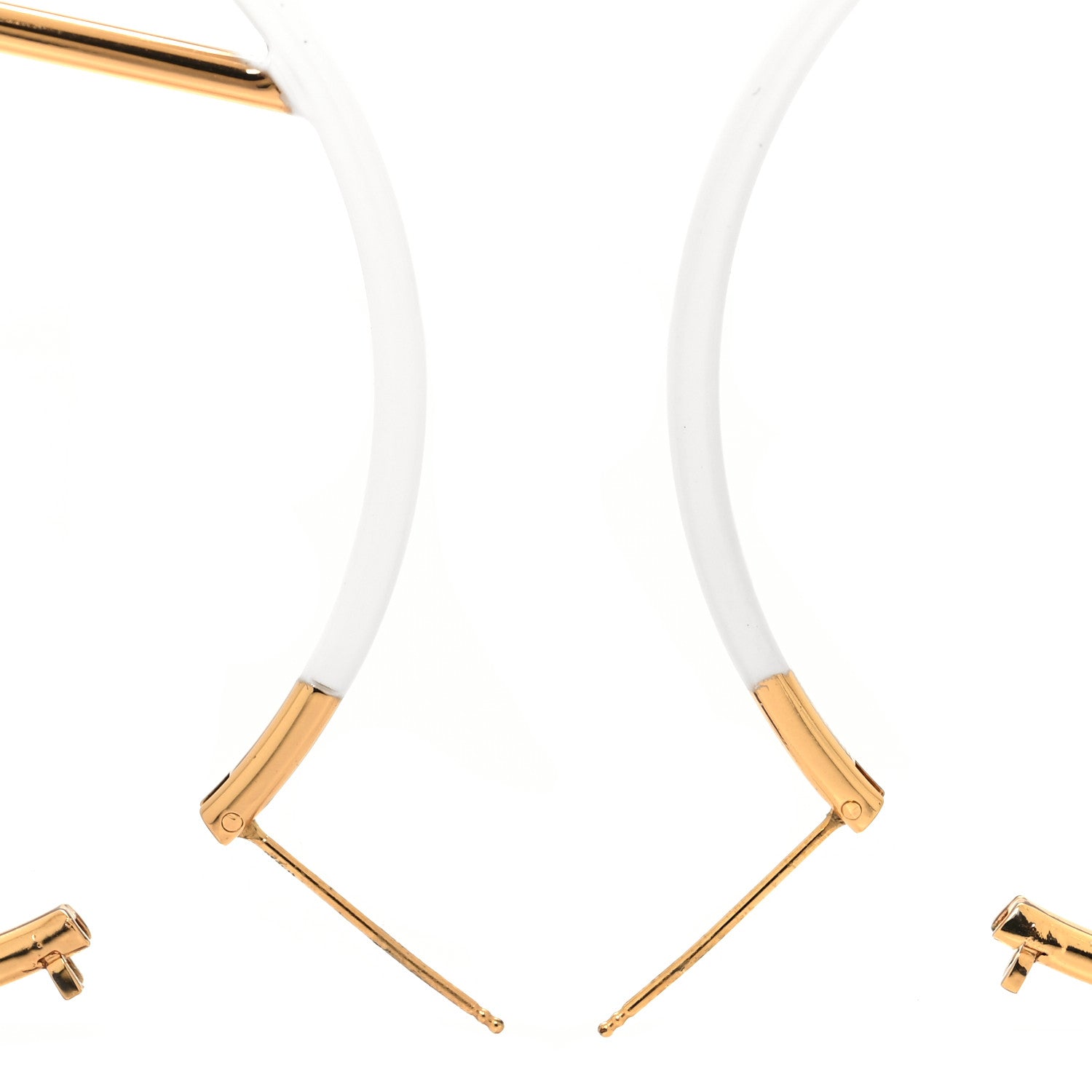 Fendi Metal Enamel Large F is Fendi Hoop Earrings White Gold 3 of 4