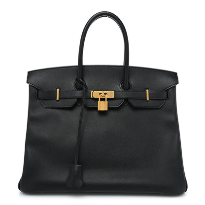 Hermes Epsom Horseshoe Birkin 35 Black Bleu Nuit 1 of 18
