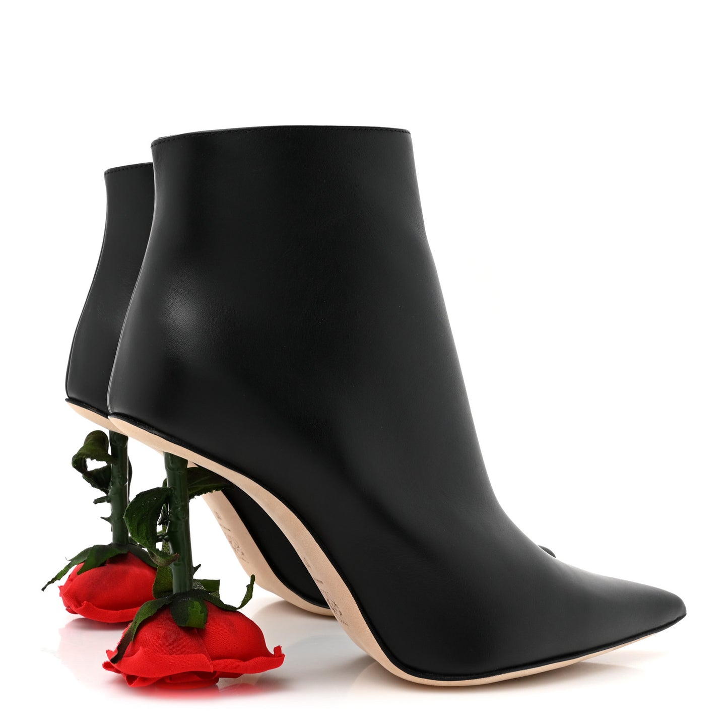 Calfskin Rose Boots 37 Black