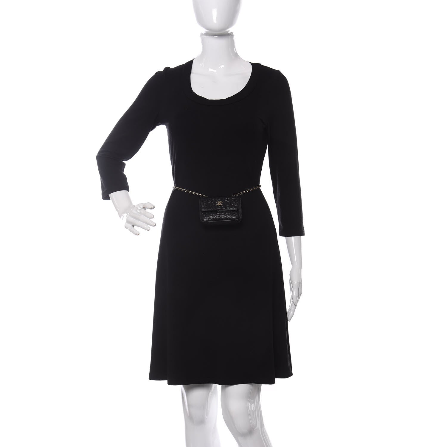 Chanel Lambskin Camellia Embossed Chain Belt Bag Black 2 of 11