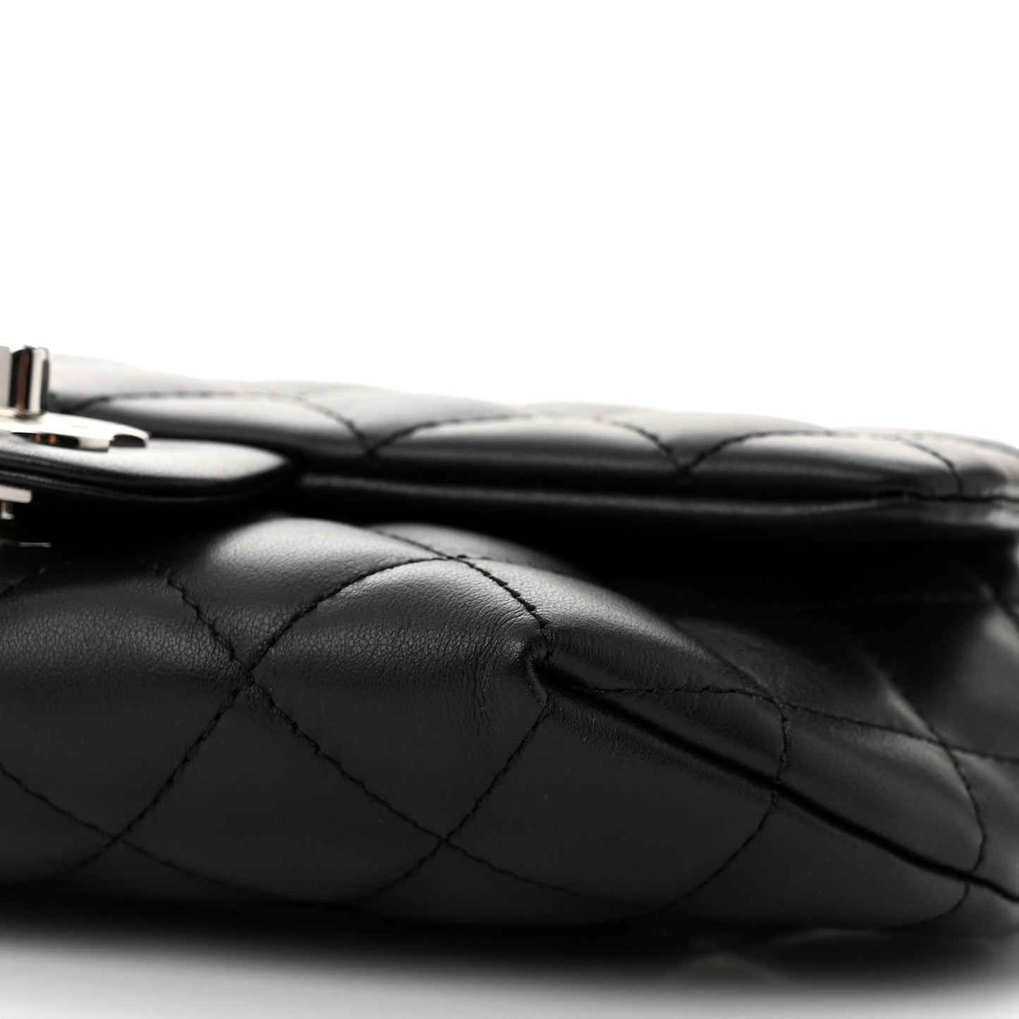 Calfskin Quilted CC Uniform Flap Belt Bag Black