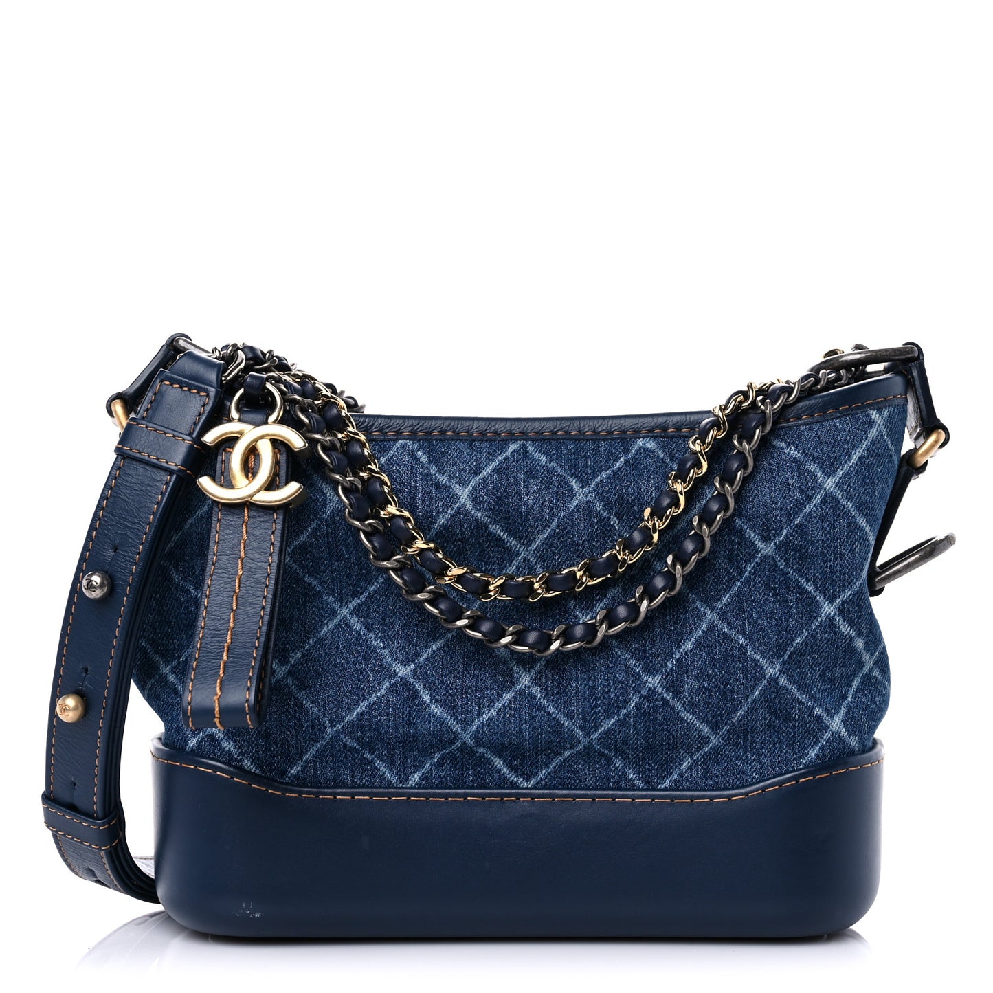 Denim Calfskin Small Gabrielle Hobo Blue