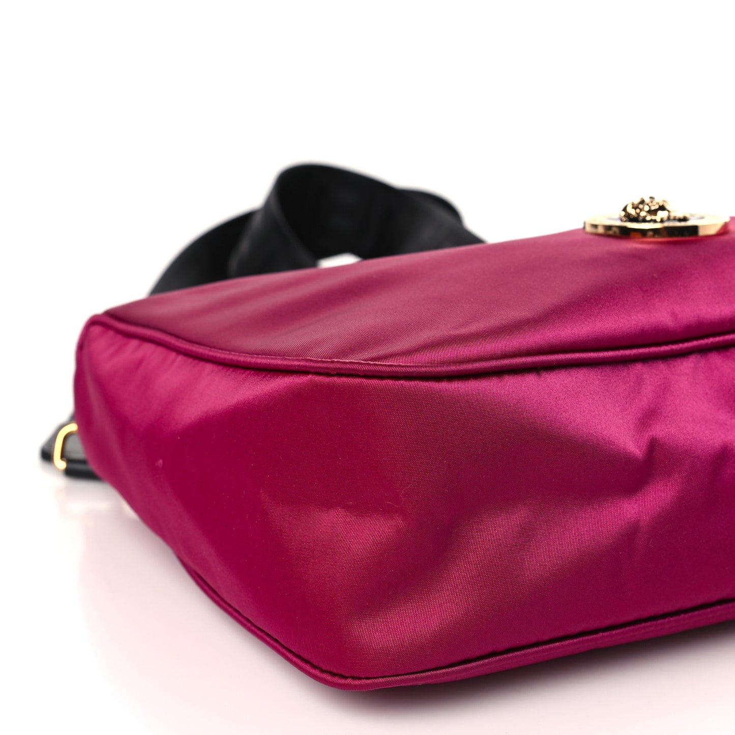 Nylon Tribute Chain Crossbody Shoulder Bag Dark Pink Black