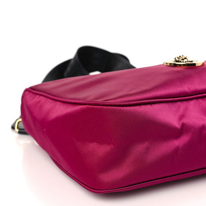 Versace Nylon Tribute Chain Crossbody Shoulder Bag Dark Pink Black 7 of 8