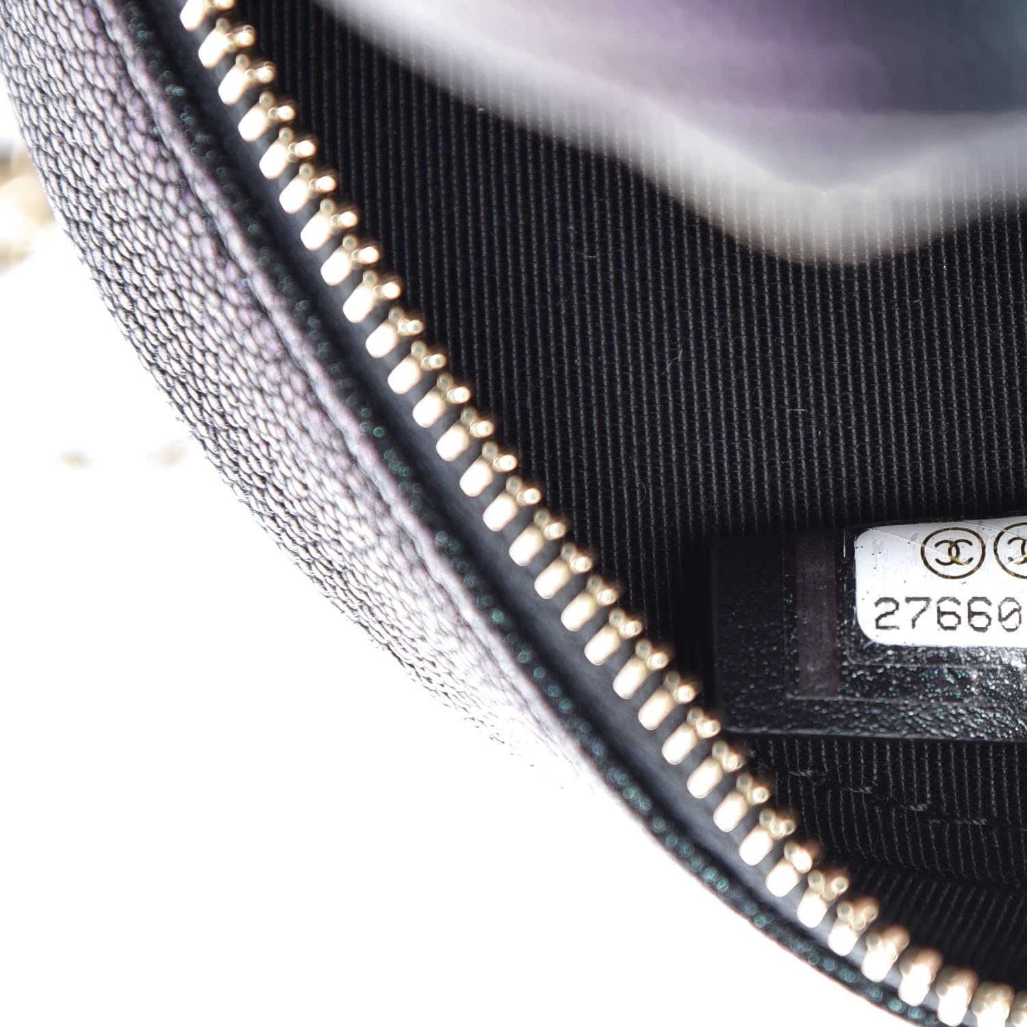 Chanel Iridescent Caviar Quilted Round Clutch With Chain Black 7 of 10