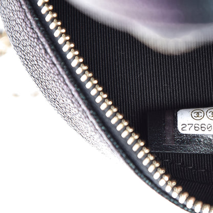 Chanel Iridescent Caviar Quilted Round Clutch With Chain Black 7 of 10