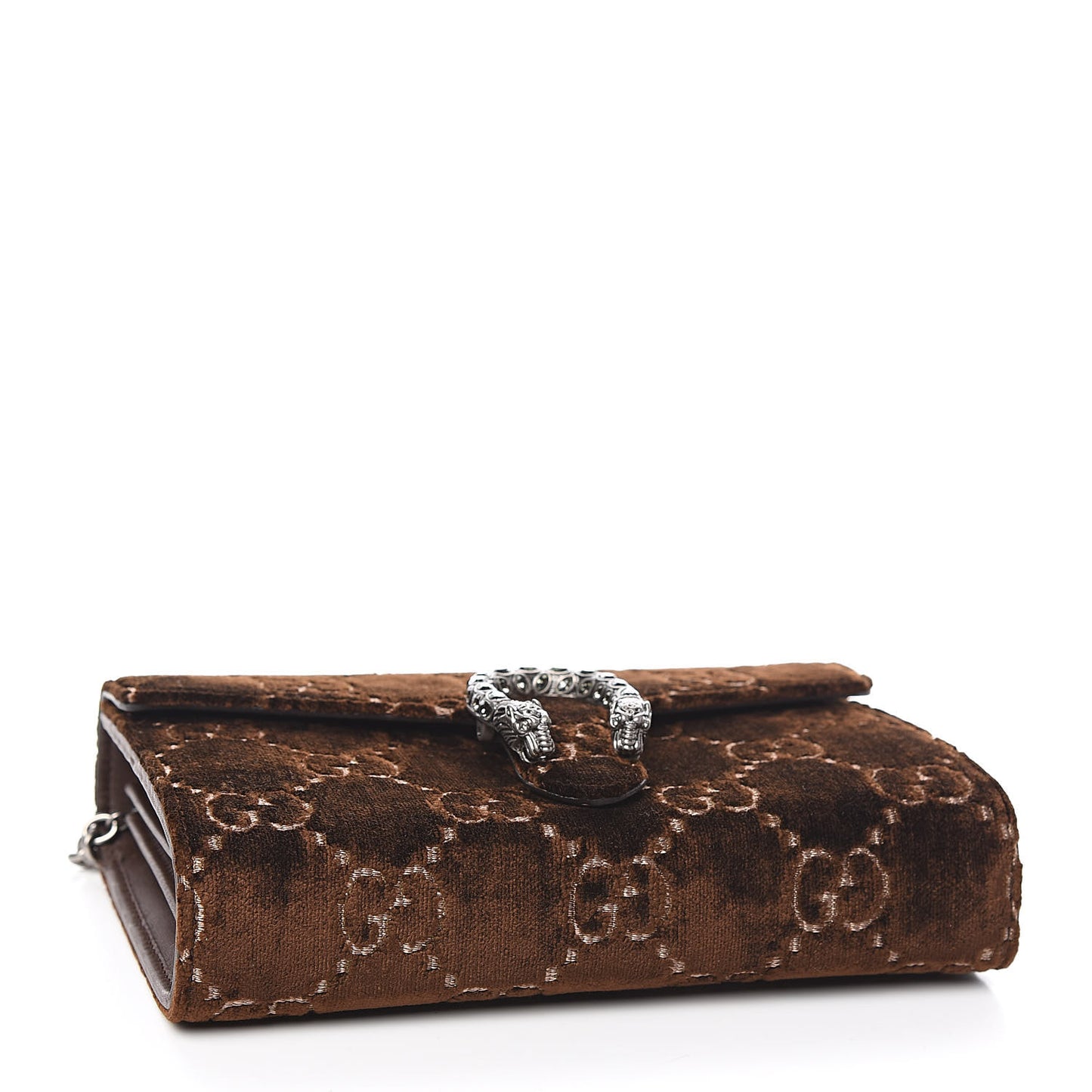 Velvet GG Monogram Mini Dionysus Chain Wallet Brown
