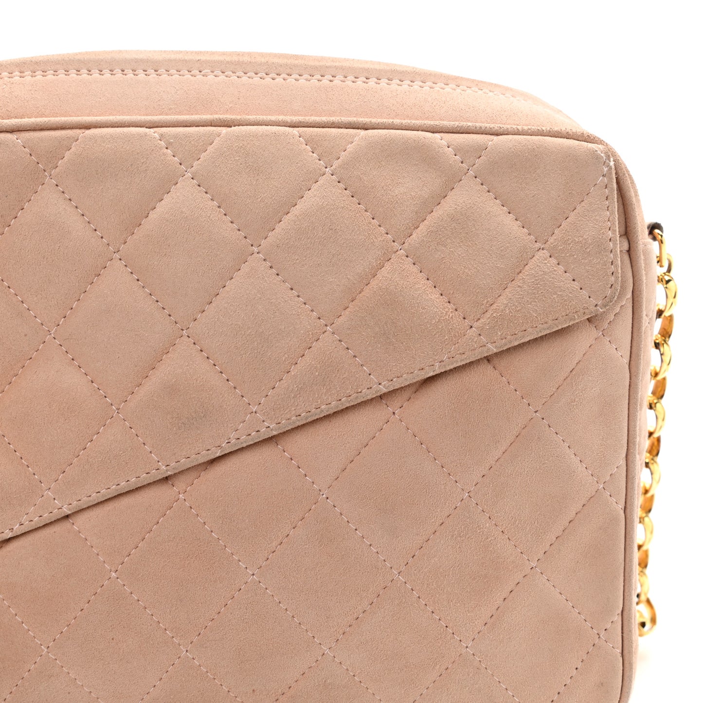 Suede Quilted CC Tassel Flap Camera Case Pink