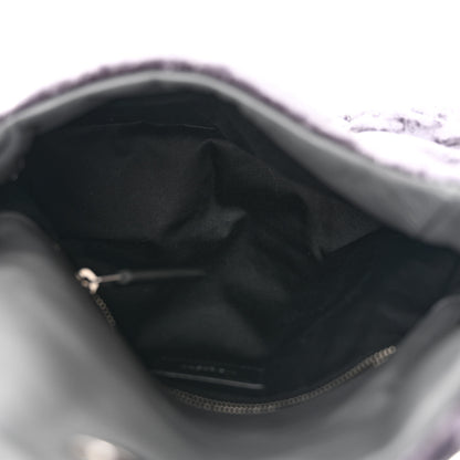 Saint Laurent Crushed Velvet Quilted Small Loulou Puffer Monogram Chain Satchel Cloud Grey 5 of 10