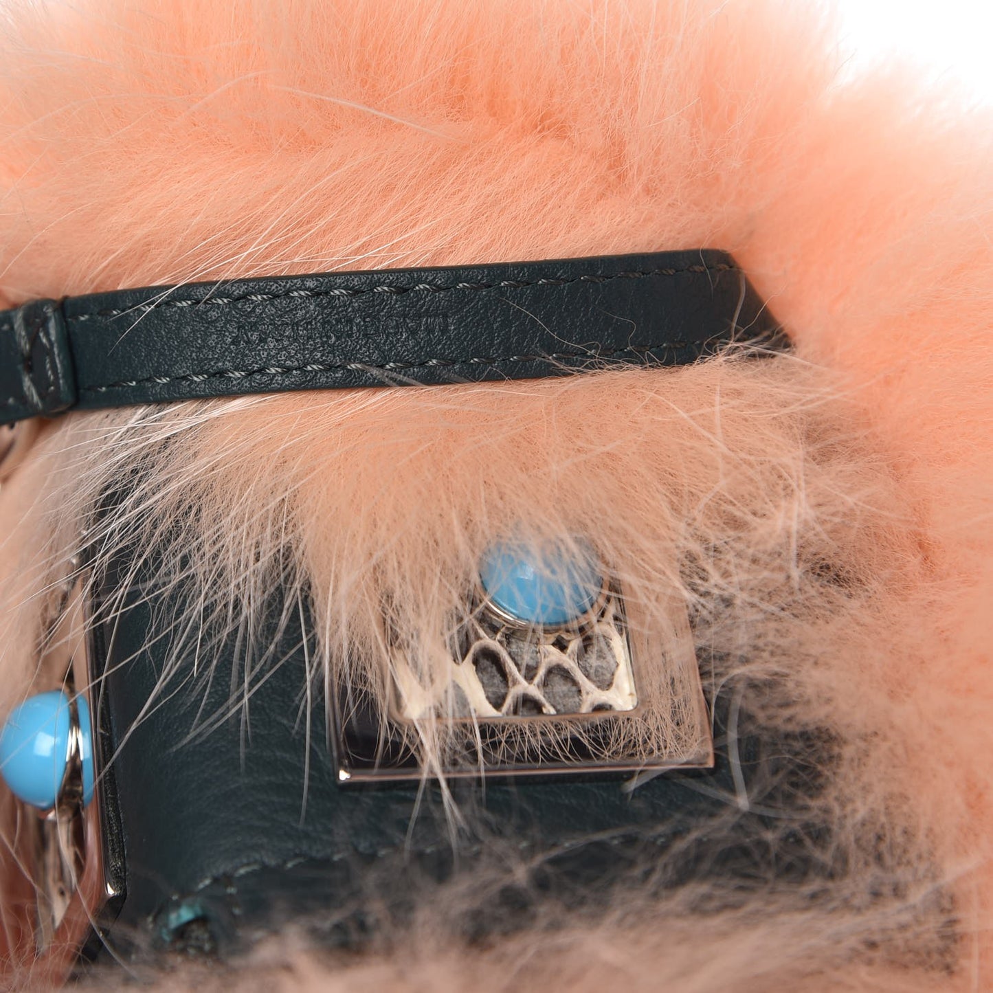 Fox Fur Calfskin Hypnoteyes Coin Purse Bag Charm Palmspring English Green